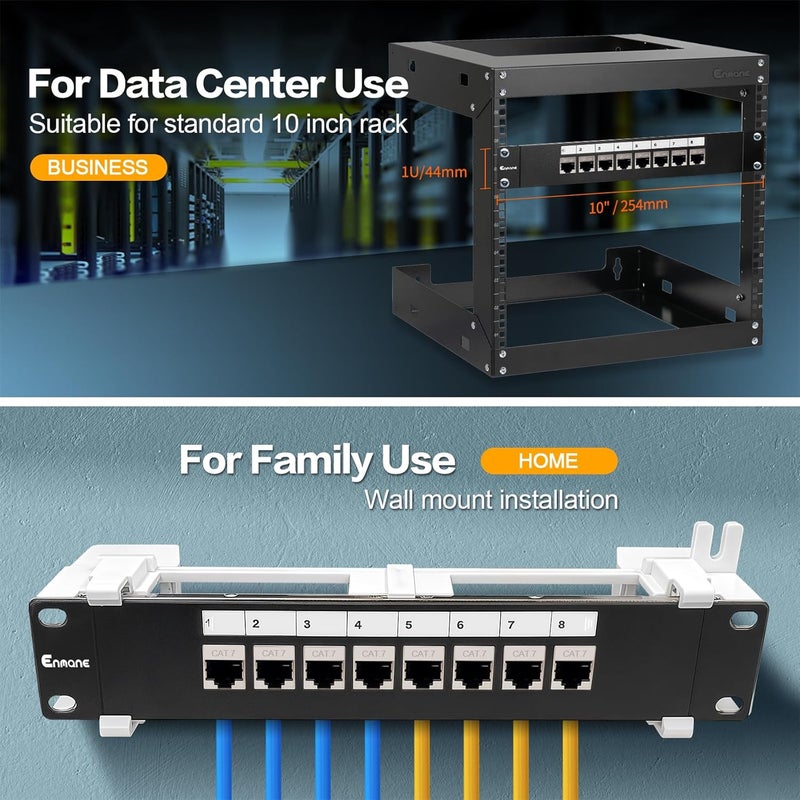 Enmane 8 Port Patch Panel CAT7 Keystone Coupler Shielded (EC Listed) Wall Mount 10inch with 89D Bracket Ethernet Patch Panel (CAT7) - Image 5